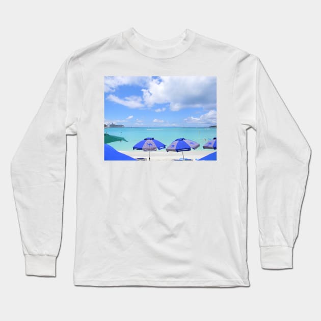 St Thomas Beach View Long Sleeve T-Shirt by PugDronePhotos